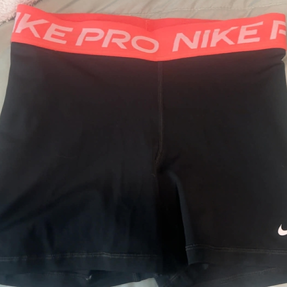 Nike Pro Black and Red Athletic Shorts